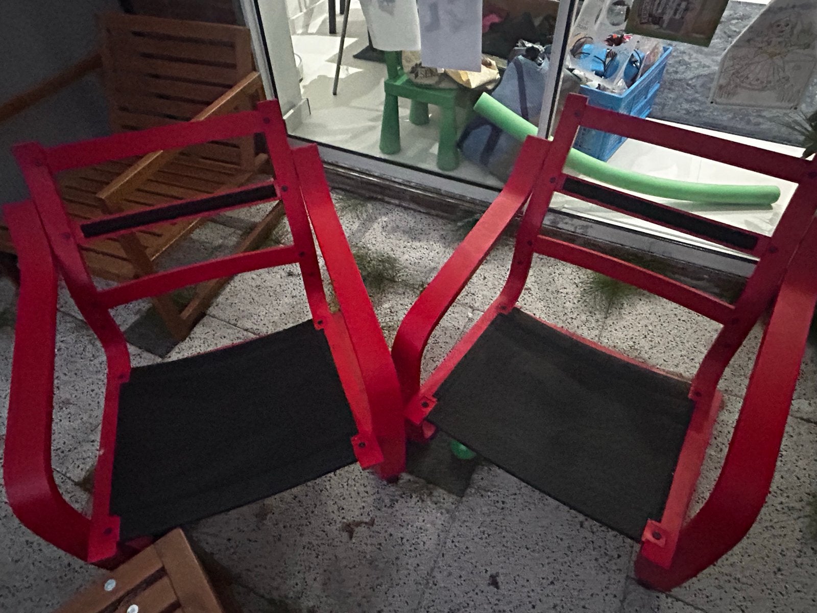 2x Ikea Poäng schommelstoel frame - Rood, Gebruikt, Twee, Ophalen of Verzenden, Rood