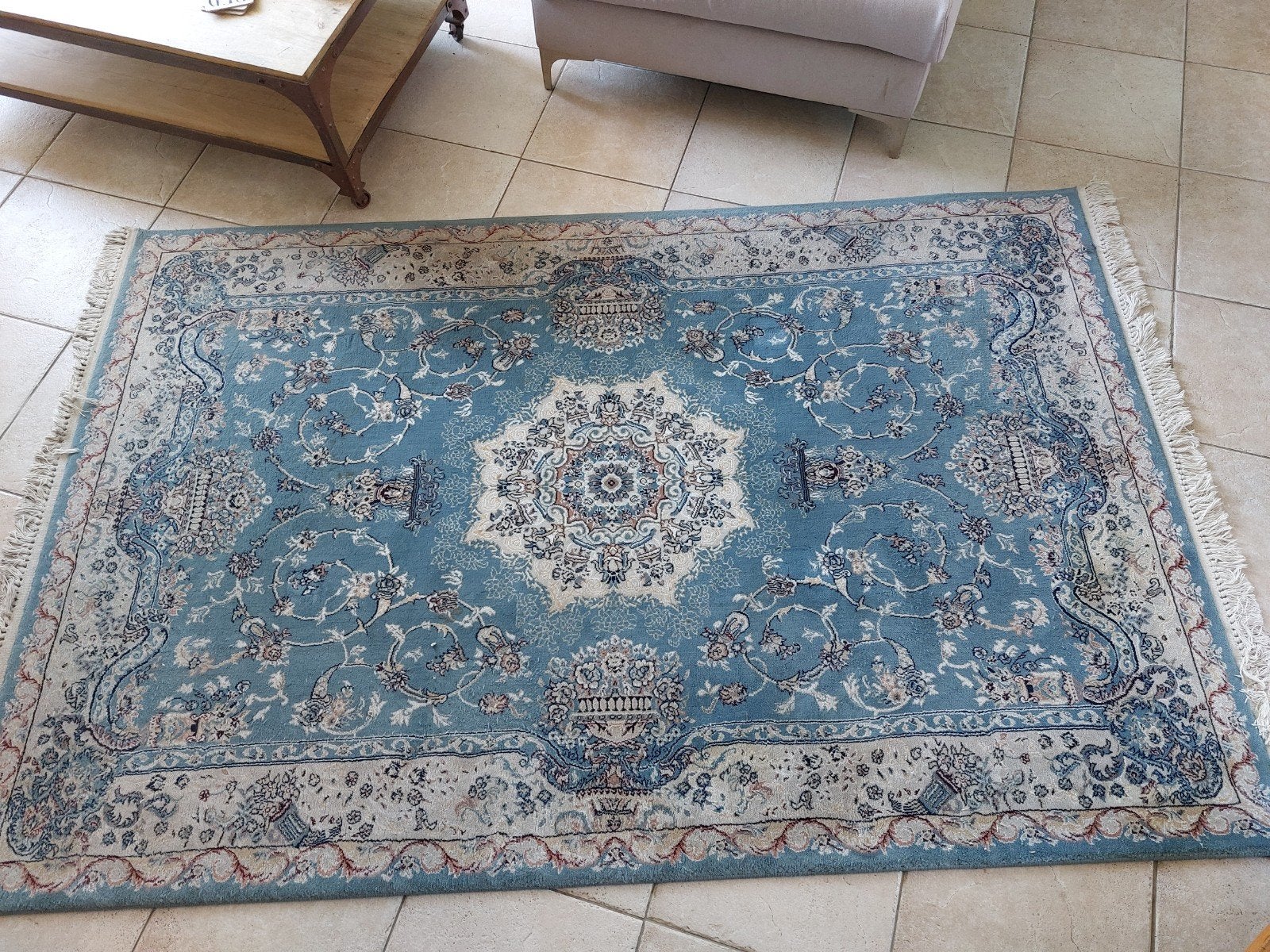 vloerkleed, Ophalen, Gebruikt, Blauw, 150 tot 200 cm