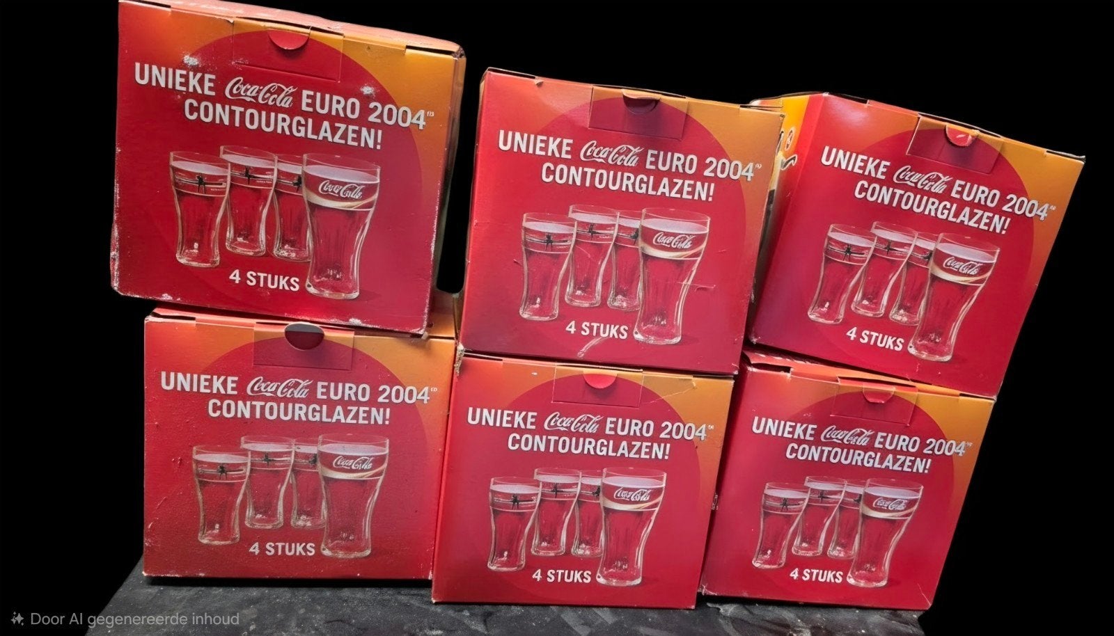 Unieke Coca-Cola EURO 2004 Contourglazen - 6x 4 stuks, Verzamelen, Merken en Reclamevoorwerpen, Ophalen of Verzenden, Nieuw, Gebruiksvoorwerp