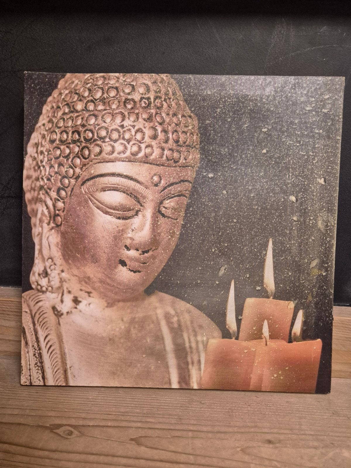 Boeddha Canvas Schilderij met LED Kaarsen, Ophalen of Verzenden, Gebruikt