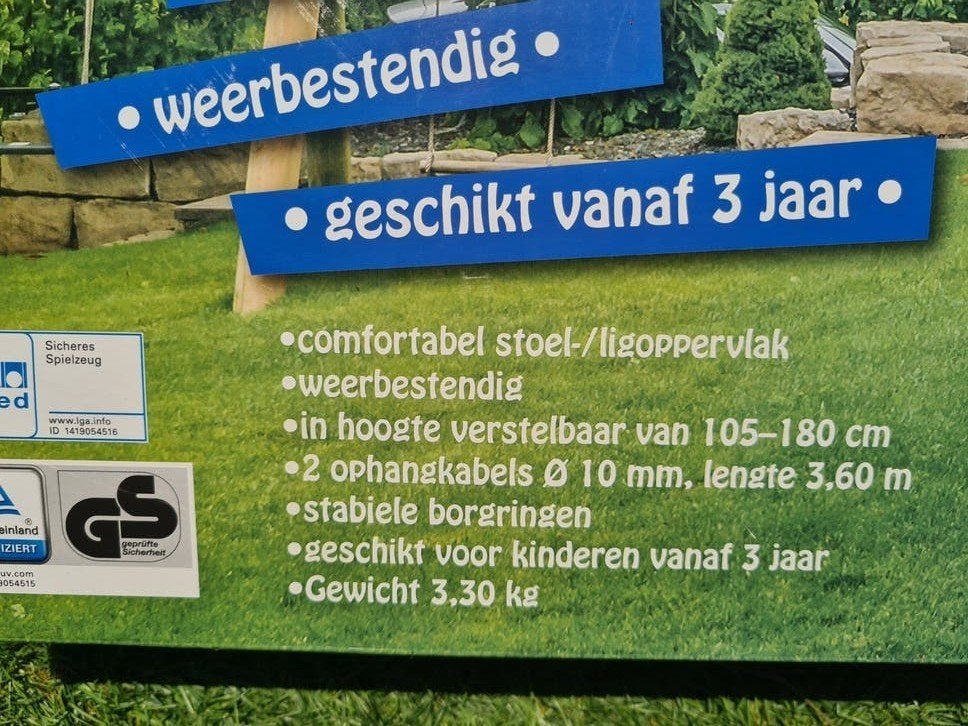 Playland Nestschommel Ø 110 cm - Weerbestendig, Ophalen, Nieuw, Schommel