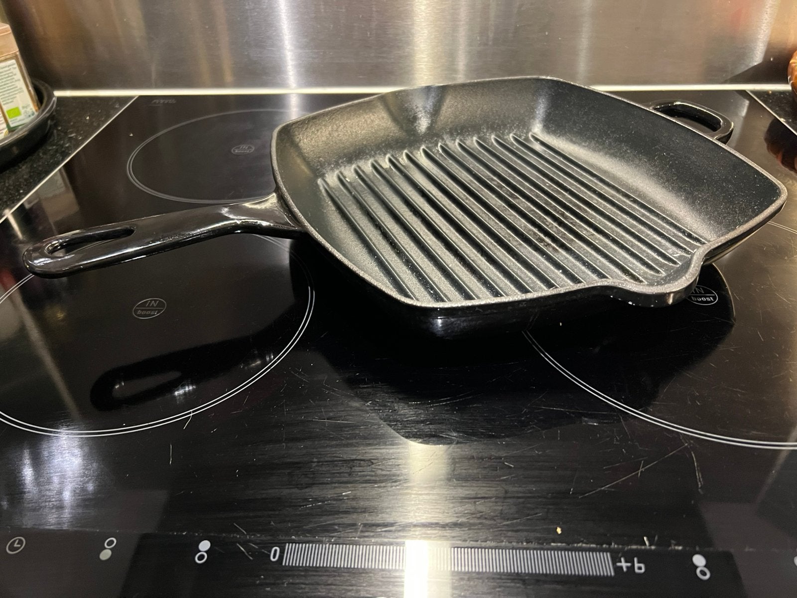 t.k.Royal Kempen&Begeer grillpan skillet gietijzer INDUCTIE, Ophalen, Zo goed als nieuw, Gietijzer