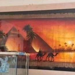 Egyptische piramide poster in lijst met glas, Antiek en Kunst, Ophalen, Ingelijst, Overige onderwerpen