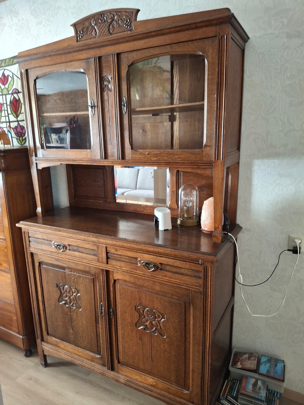 Eiken buffetkast, Huis en Inrichting, Kasten | Buffetkasten, Ophalen, Gebruikt, 25 tot 50 cm, 200 cm of meer