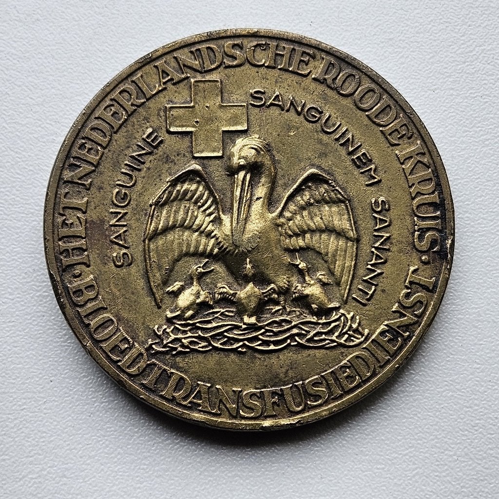 Bronzen penning bloedtransfusiedienst Ned.Rode Kruis 1939, Ophalen of Verzenden, Brons, Nederland