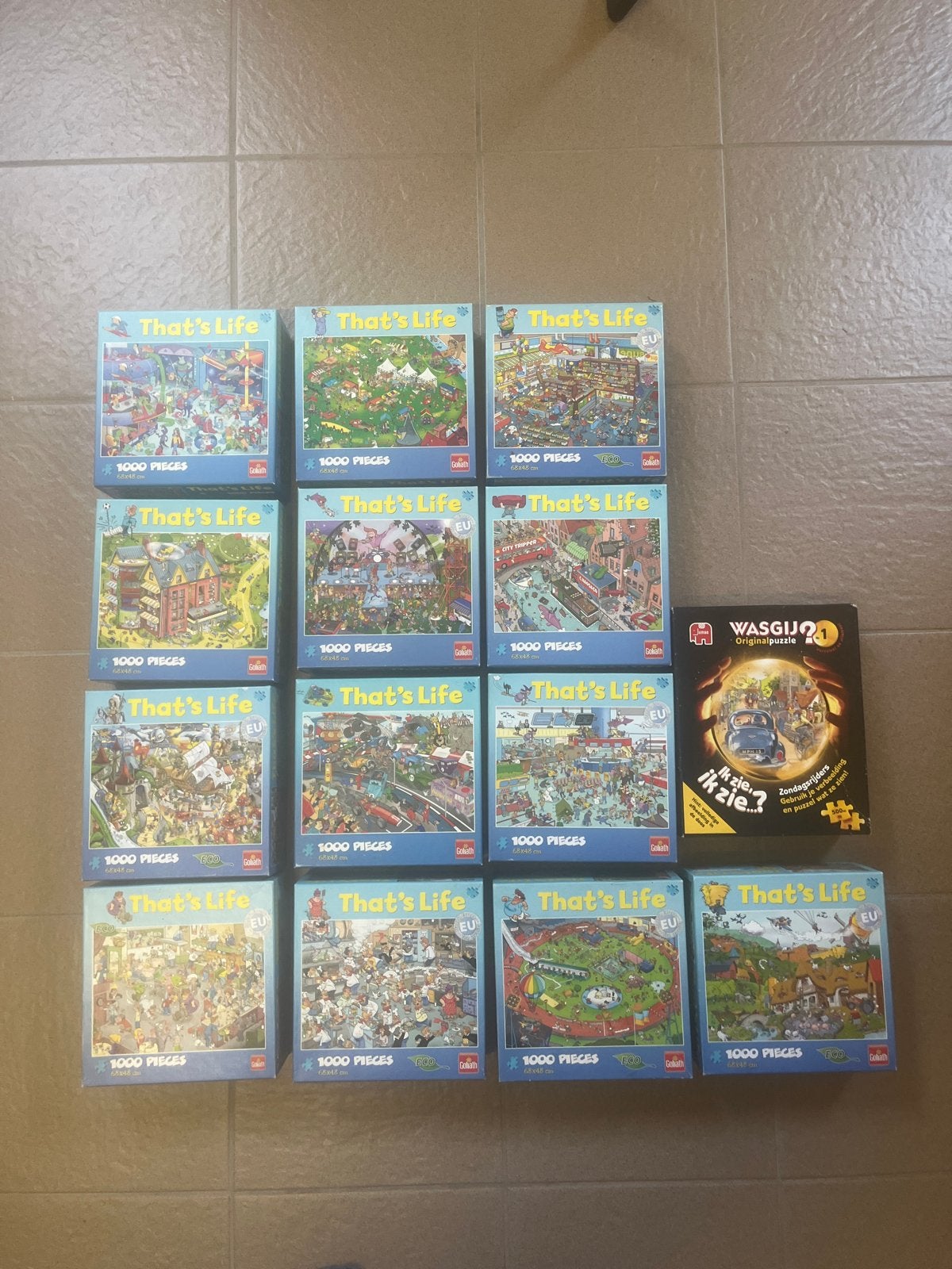 That's Life en Wasgij  puzzels allemaal samen voor €10,, Ophalen, 500 t/m 1500 stukjes, Gebruikt, Legpuzzel
