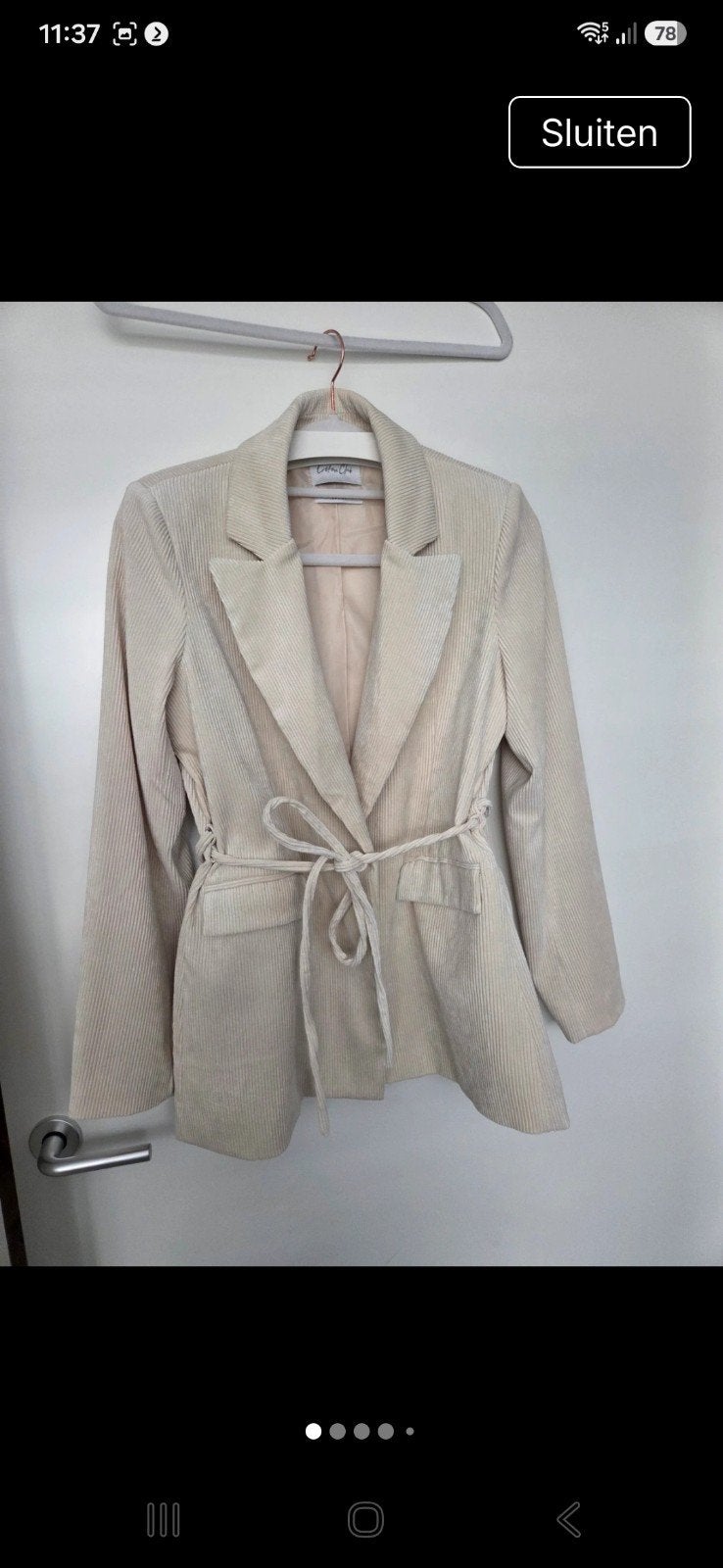 Cotton Club ribfluwelen jasje met strikceintuur, Kleding | Dames, Maat 38/40 (M), Beige, Ophalen of Verzenden, Zo goed als nieuw
