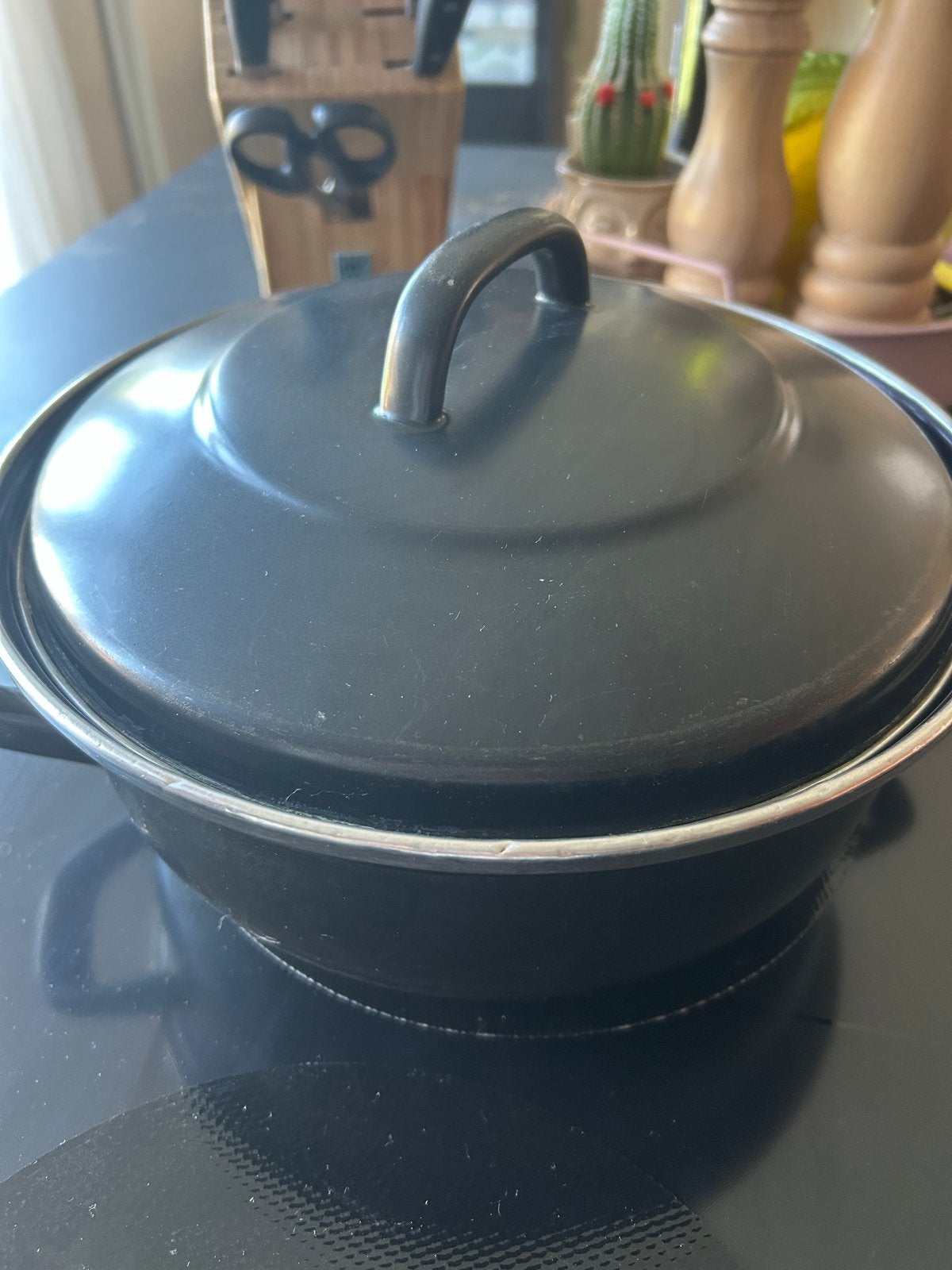 BK braadpan met deksel - Blauw/Zwart 24cm, Gebruikt, Met deksel, Ophalen of Verzenden, Braadpan