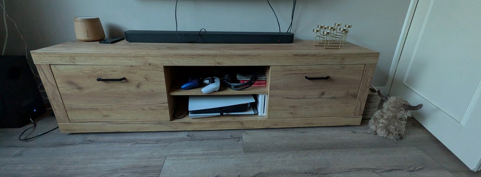 JYSK Lintrüp TV-meubel wild naturel eiken kleur, Ophalen, 100 tot 150 cm, Zo goed als nieuw, Minder dan 100 cm