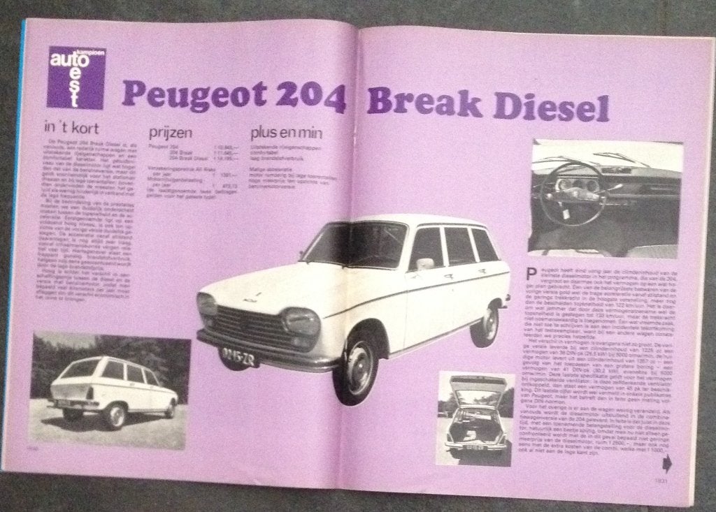 Peugeot 204 ( Diesel - Break ) testen in Autokampioen, Gelezen, Ophalen of Verzenden, Autokampioen, Peugeot