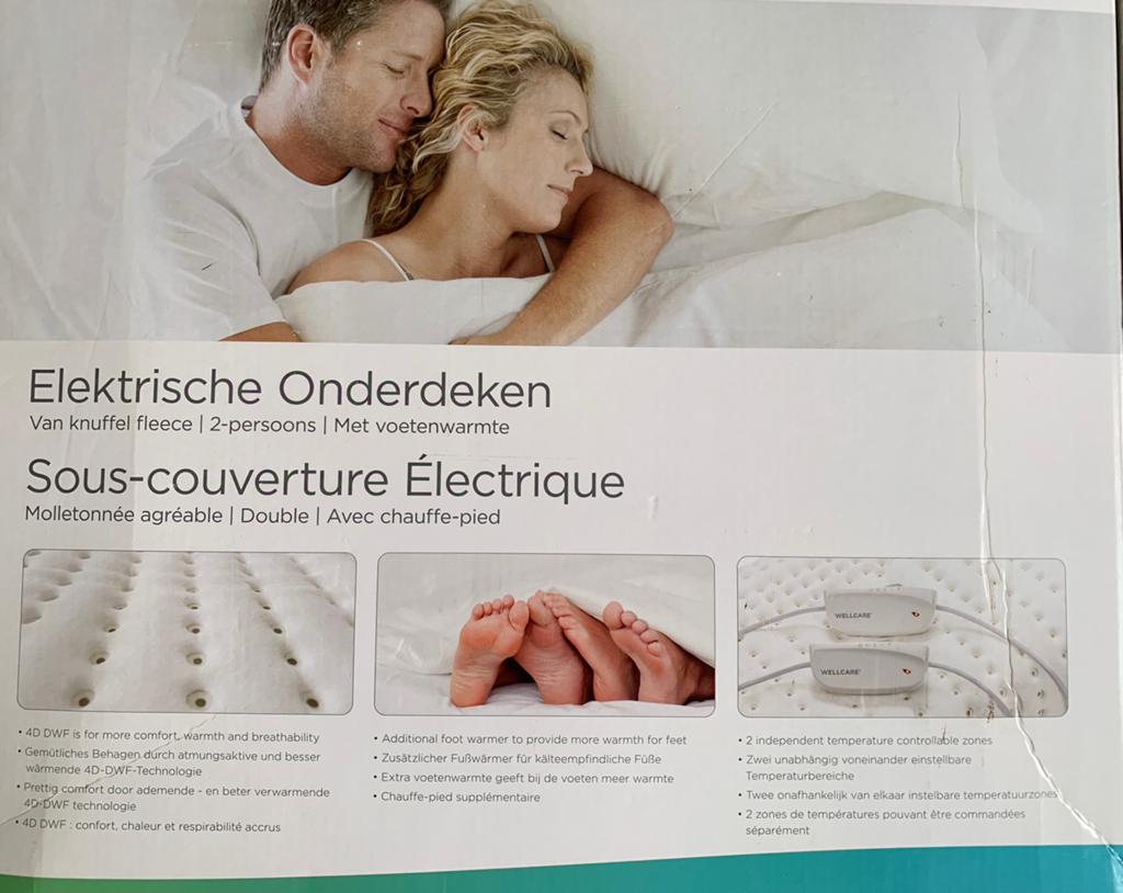 Elektrische deken  2 persoons Wellcare WE 167UBATHD, Ophalen, Zo goed als nieuw, Tweepersoons, 190 cm of minder
