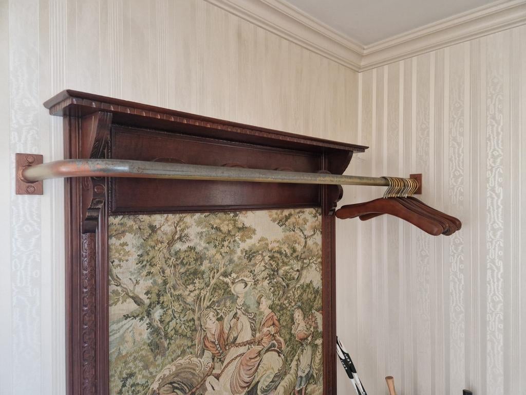 Vintage garderobestang met kleerhangers, Huis en Inrichting, Gebruikt, Minder dan 100 cm, Metaal, Ophalen