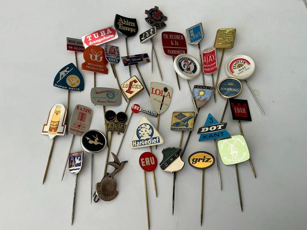 Grote collectie vintage speldjes 0,10 p.st., Verzamelen, Ophalen of Verzenden, Gebruikt, Merk, Speldje of Pin