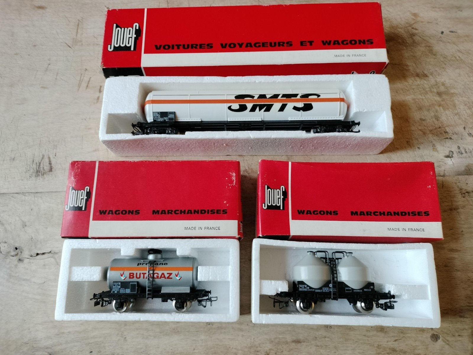 3 goederenwagons Jouef, Gebruikt, Gelijkstroom, Jouef, Wagon