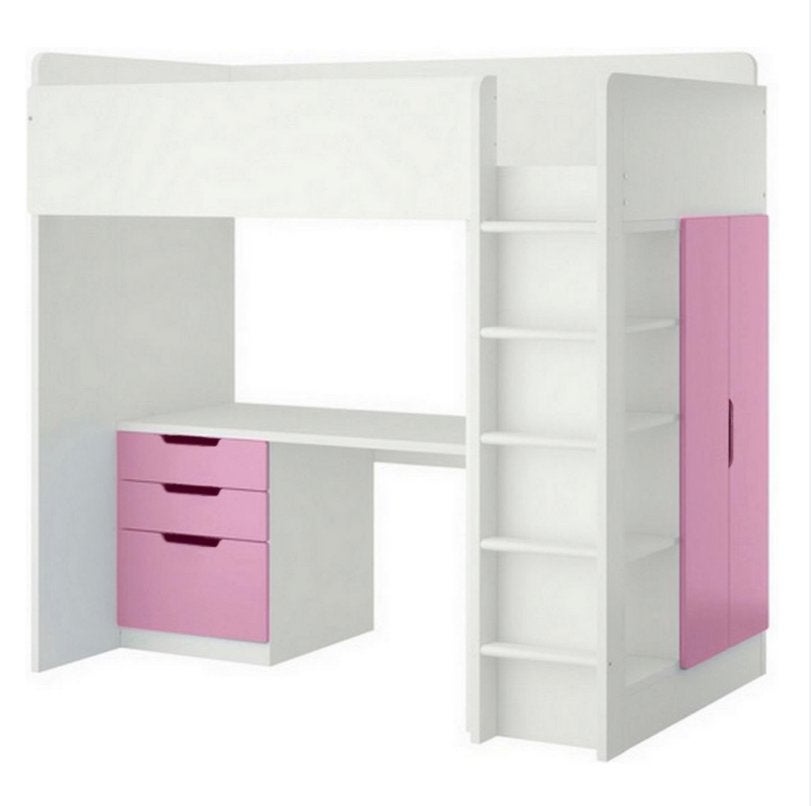 Hoogslaper kind (IKEA Smastad) wit - met roze onderdelen, Ophalen, Gebruikt, Hoogslaper