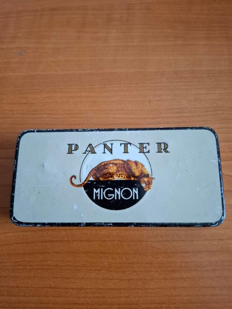 Sigaren blikje Panter, Ophalen of Verzenden, Gebruikt, Sigarenbandjes