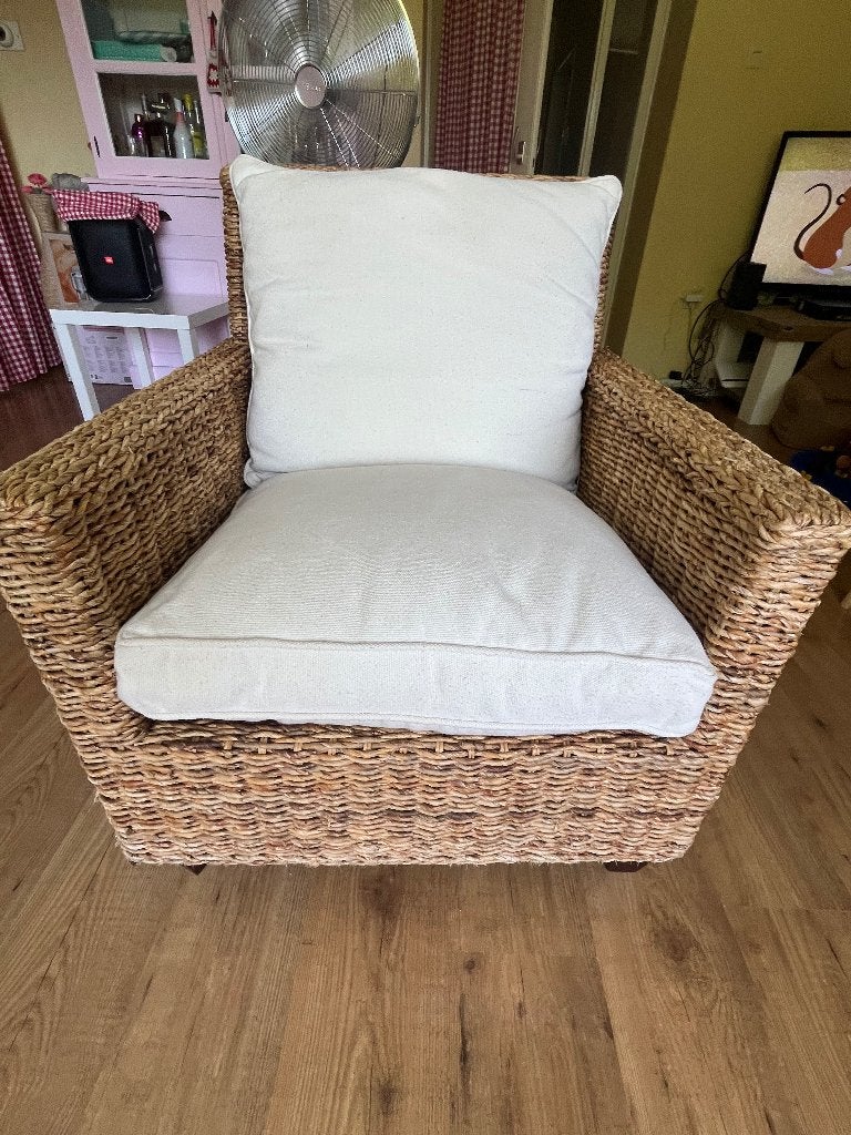 Prachtig fauteuil, Minder dan 75 cm, Bohemian, Ibiza Bali landelijk, Zo goed als nieuw, 50 tot 75 cm