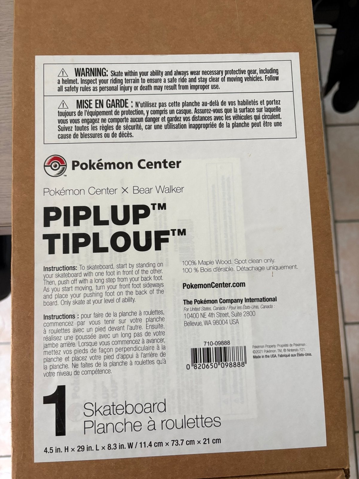 Pokémon center Piplup skateboard, Ophalen, Zo goed als nieuw