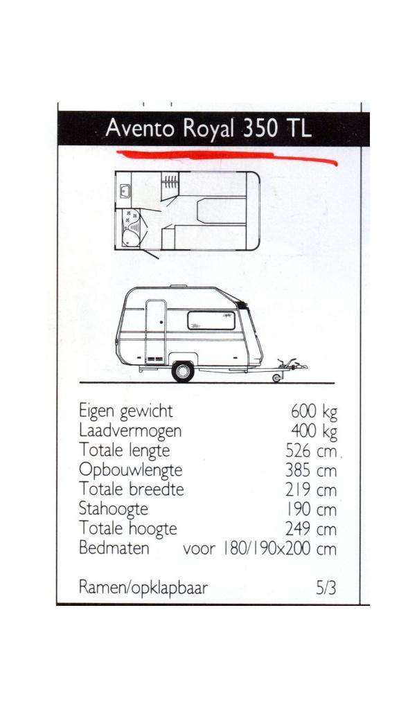 Caravan incl toebehoeren, Standaardzit, Luifel, Particulier, 500 - 750 kg