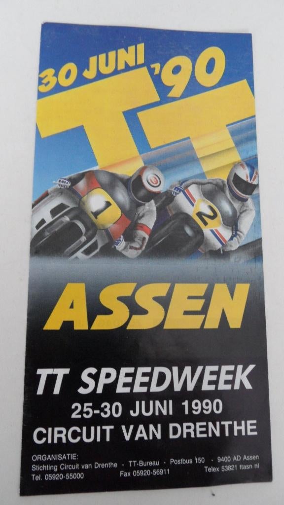 TT Assen 1990 motorwegrace Speedweek flyer, Verzenden, Zo goed als nieuw, Motoren