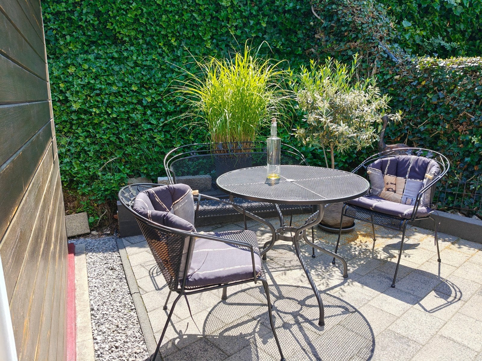 Tuinset,2stoelen,1tweezitsbank,tafel 90cm.kussenset., Ophalen, Zo goed als nieuw, Overige materialen, Tuinset