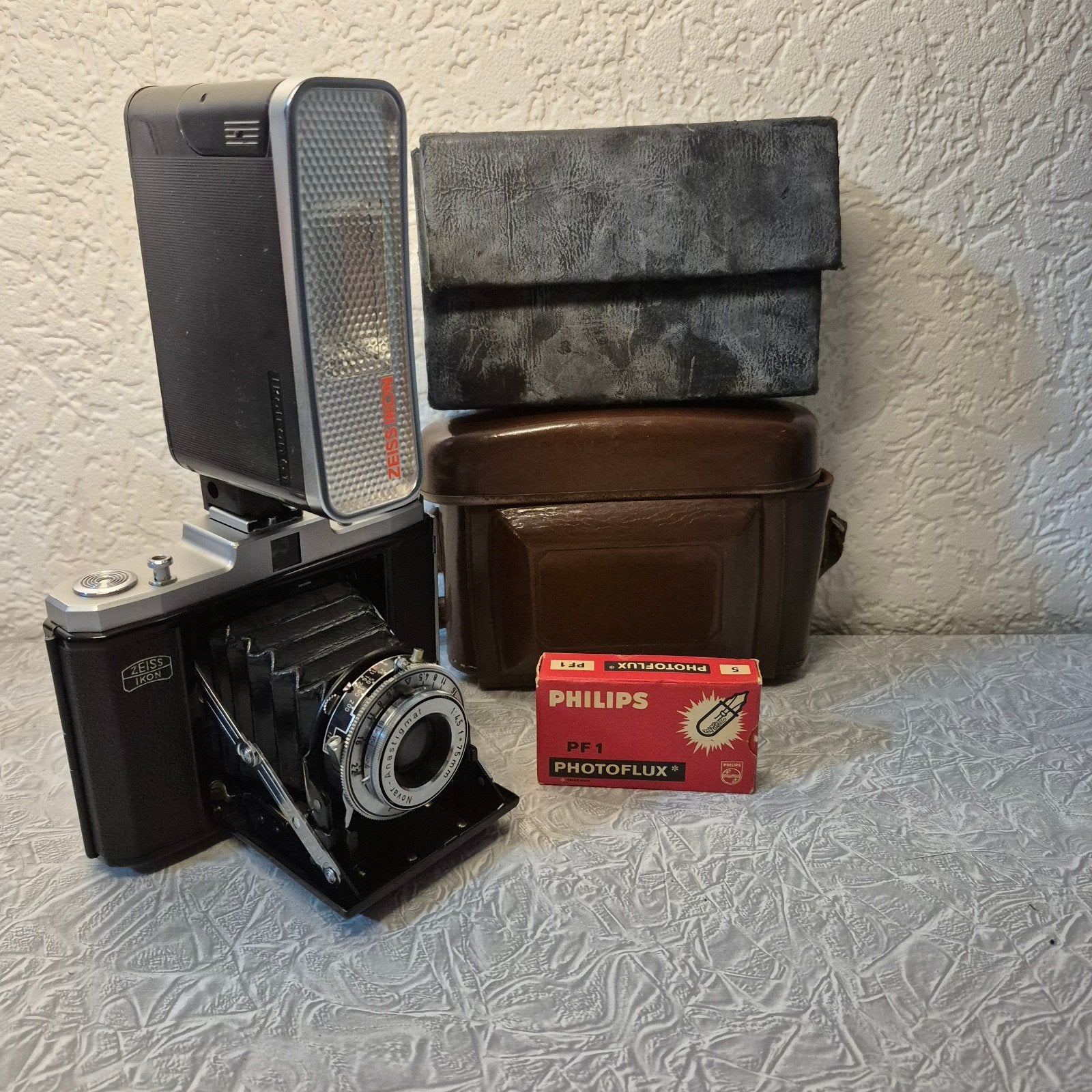 Vintage Zeiss Ikon Nettar 518/16 Balgcamera Set met Flitser, Ophalen of Verzenden, Compact, Overige Merken