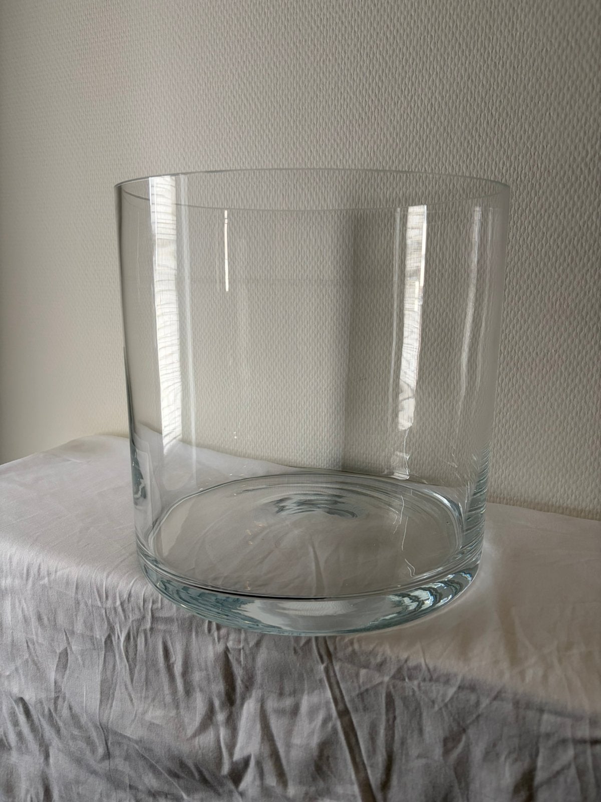 Grote glazen cilinder vaas 30 cm hoog en rond, Ophalen, Gebruikt, Transparant, Glas