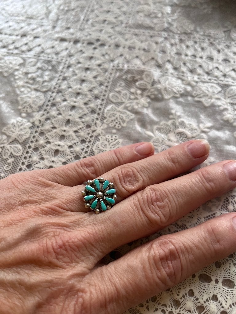Hopi navajo zilveren ring met turkoois, Sieraden, Tassen en Uiterlijk, Ringen, Nieuw, Ophalen of Verzenden, 17 tot 18, Met edelsteen