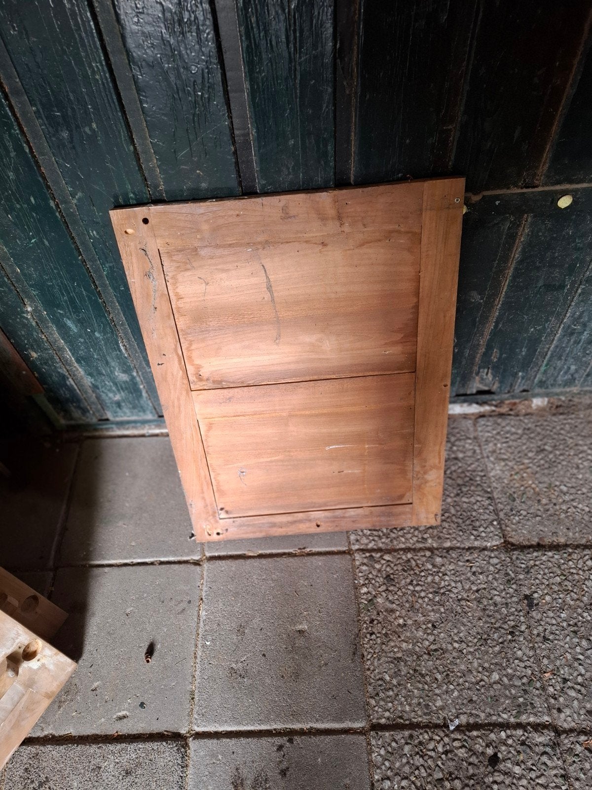 2 teak houten deurtjes en 1 houten schotje, Ophalen of Verzenden, Gebruikt