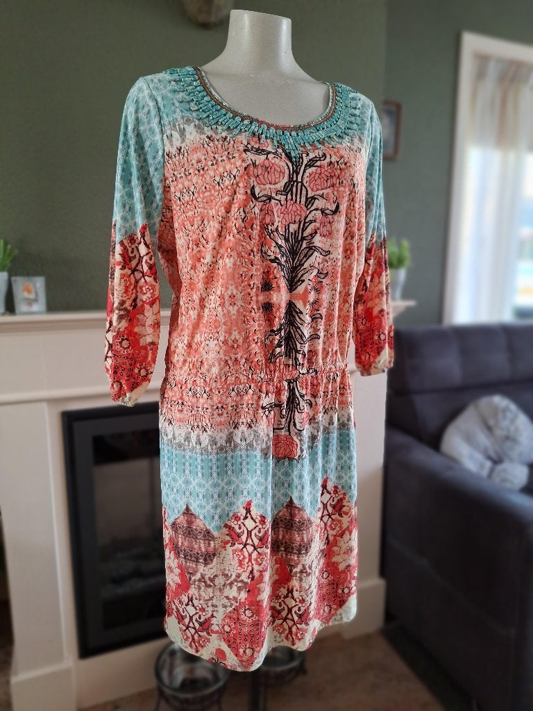 K-Design K Design oranje mint jurk M 38 40, Kleding | Dames, Maat 38/40 (M), K-design, Oranje, Ophalen of Verzenden