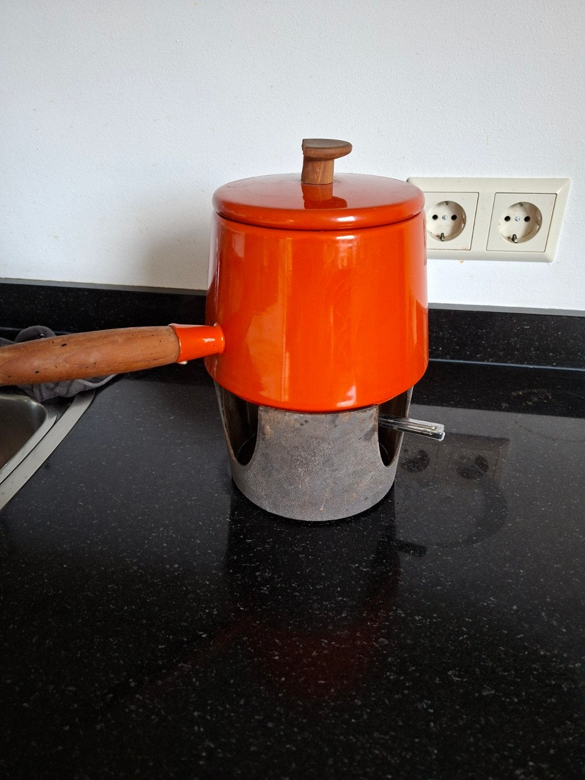 fonduestel jaren 60, Witgoed en Apparatuur, Ophalen of Verzenden, Gebruikt, Brander, Fonduepan