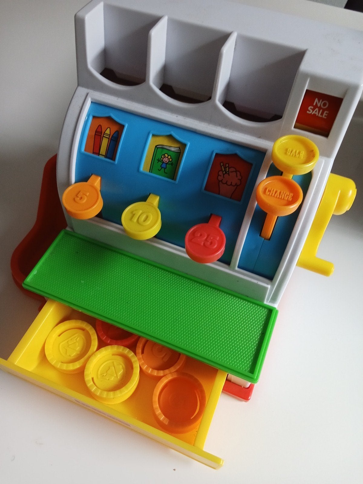 Fisher-Price Kassa met Munten - Vintage Speelgoed, Ophalen of Verzenden, Gebruikt, Speelset