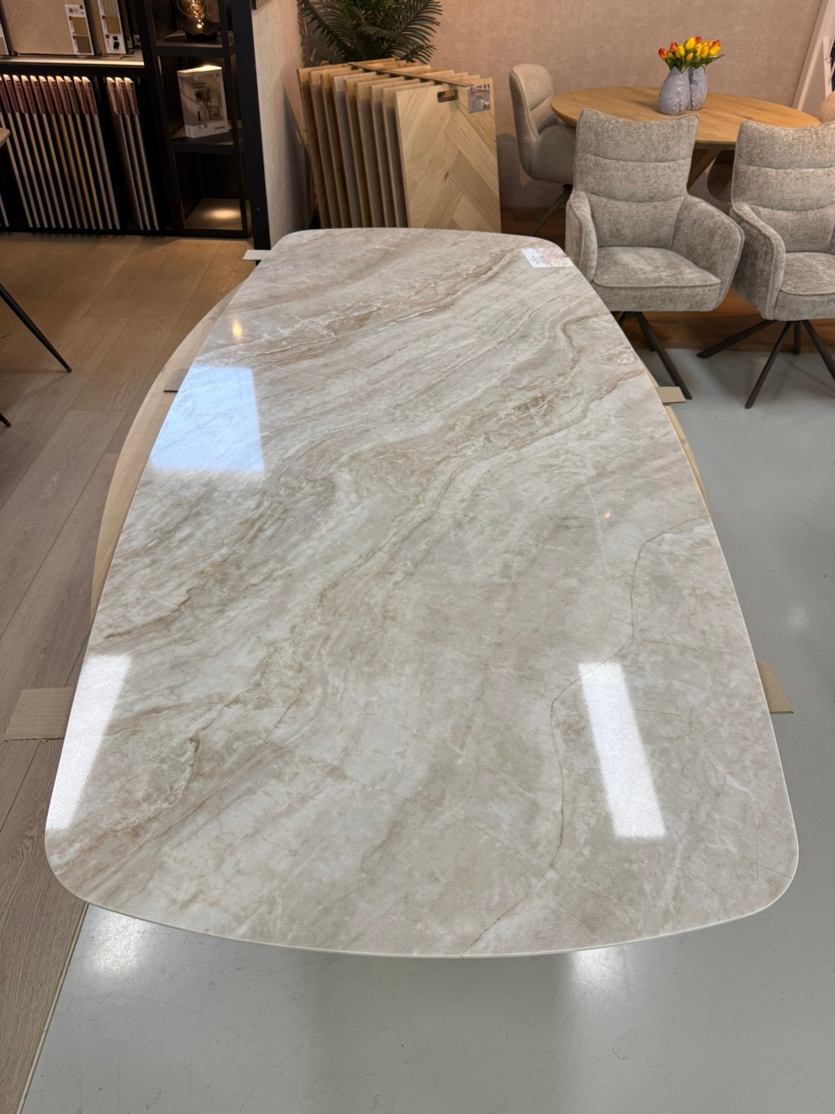 Deens ovale Quartzstone eettafel / natuursteen deens ovaal 4, Huis en Inrichting, Tafels | Eettafels, Ophalen, Nieuw, 200 cm of meer