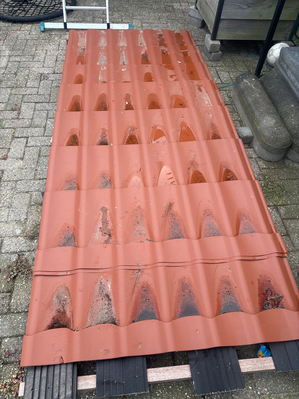 Terracotta dakpanplaten, Nieuw, 5 tot 10 m², Metaal, Rood
