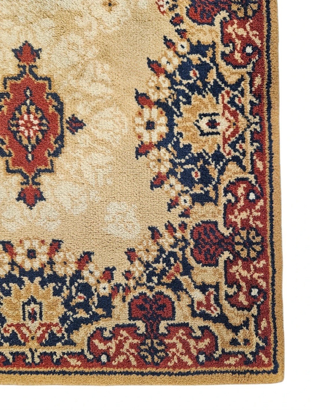 Vintage oosters Retro wol vloerkleed okergeel 60x120cm, Gebruikt, 100 tot 150 cm, Goud, Klassiek, Oosters, Traditioneel