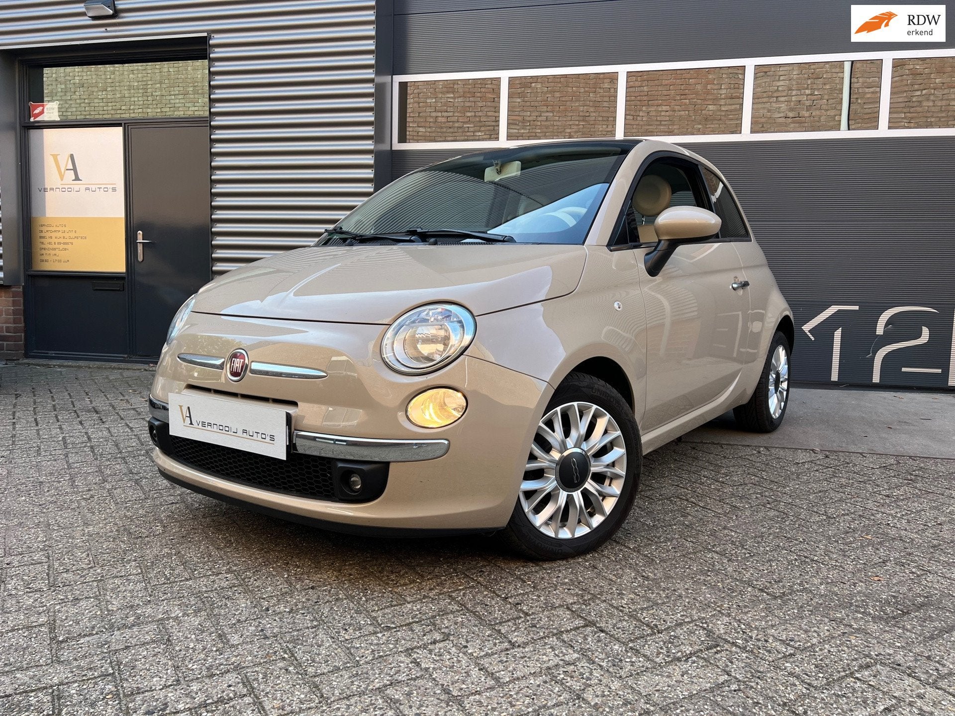 Fiat 500 1.2 Lounge Cappuccino Airco Nette Staat!, Voorwielaandrijving, Dealer onderhouden, Stof, 1242 cc