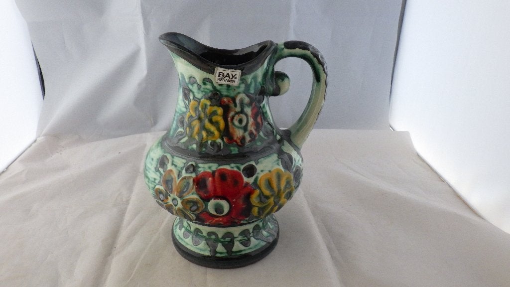 mooie retro Bax vaas gedecoreerd met bloemen, Ophalen of Verzenden, Gebruikt, Overige kleuren, Steen/keramiek