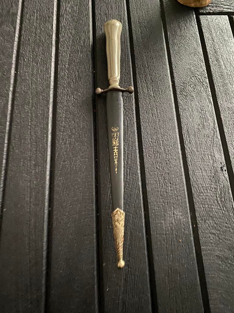 Antieke Dolk Dagger Mes zilver in schede, Ophalen of Verzenden, Landmacht, Overige gebieden, Mes of Dolk