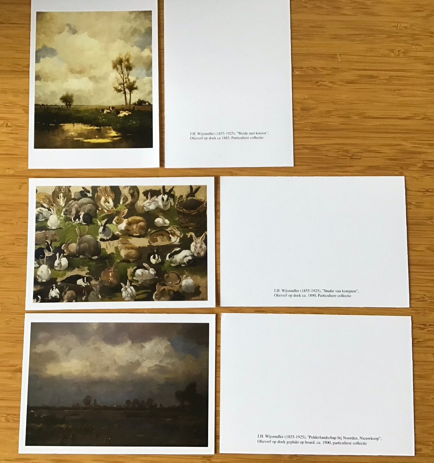 J.H. Wijsmuller kunstkaarten: konijnen, landschap, Nieuwkoop, Ophalen of Verzenden, Voor 1920, Overige thema's