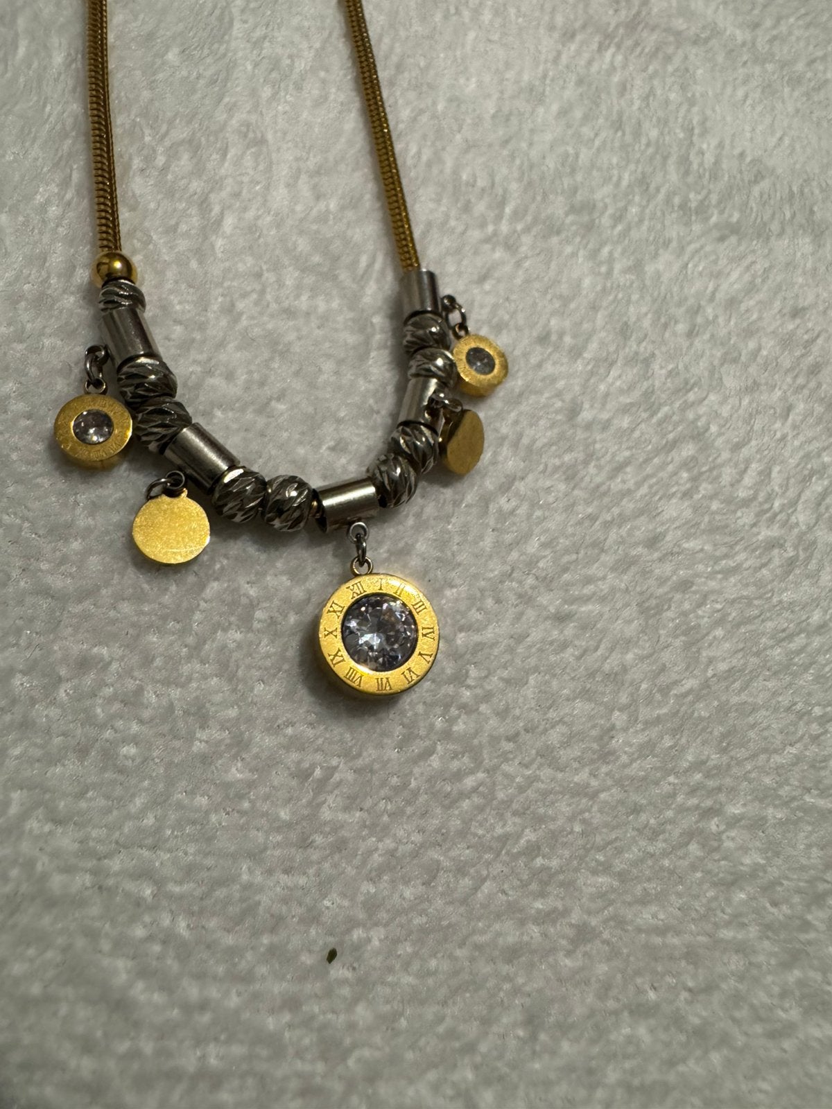 Ketting met hangers, Ophalen of Verzenden, Zo goed als nieuw, Zilver, Overige materialen