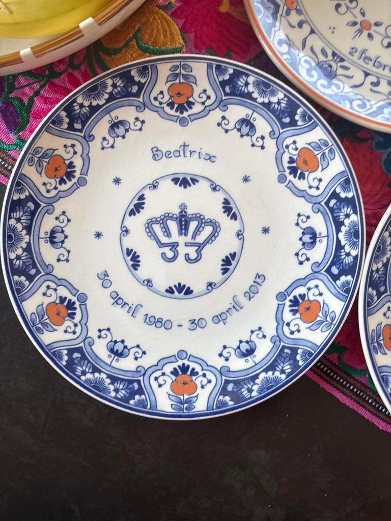 Royal Delft Beatrix Herdenkingsbord 1980-2013, Ophalen of Verzenden