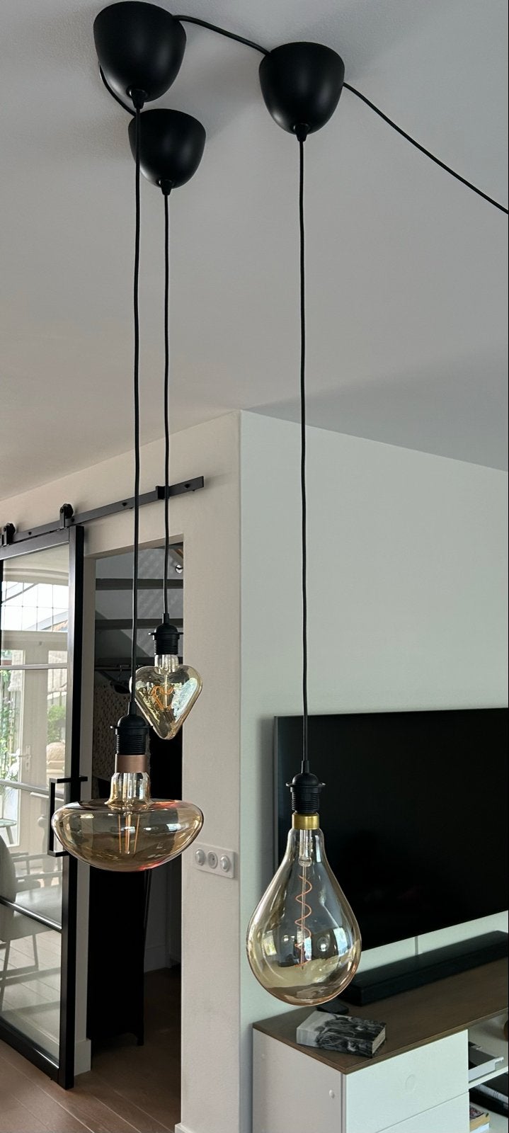 3 Philips design led hanglampen van glas - Zo goed als nieuw, Ophalen, Zo goed als nieuw, Glas