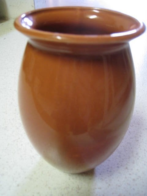 Bloempot bruine kruik vorm, H20cm x D13cm. Perfektestaat !!, Ophalen, Rond, Aardewerk, Binnen