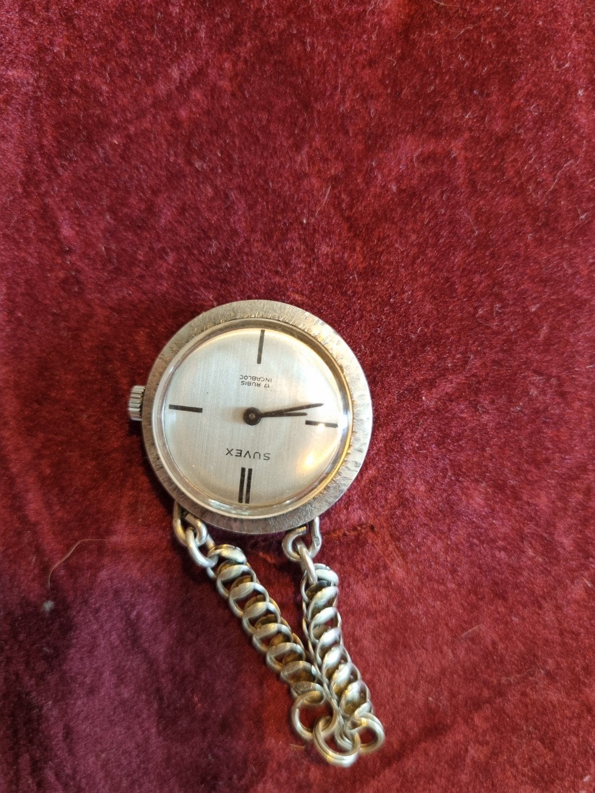 Vintage Suvex Zakhorloge met Ketting - Zilverkleurig, Sieraden, Tassen en Uiterlijk, Horloges | Antiek, Overige merken, Zakhorloge
