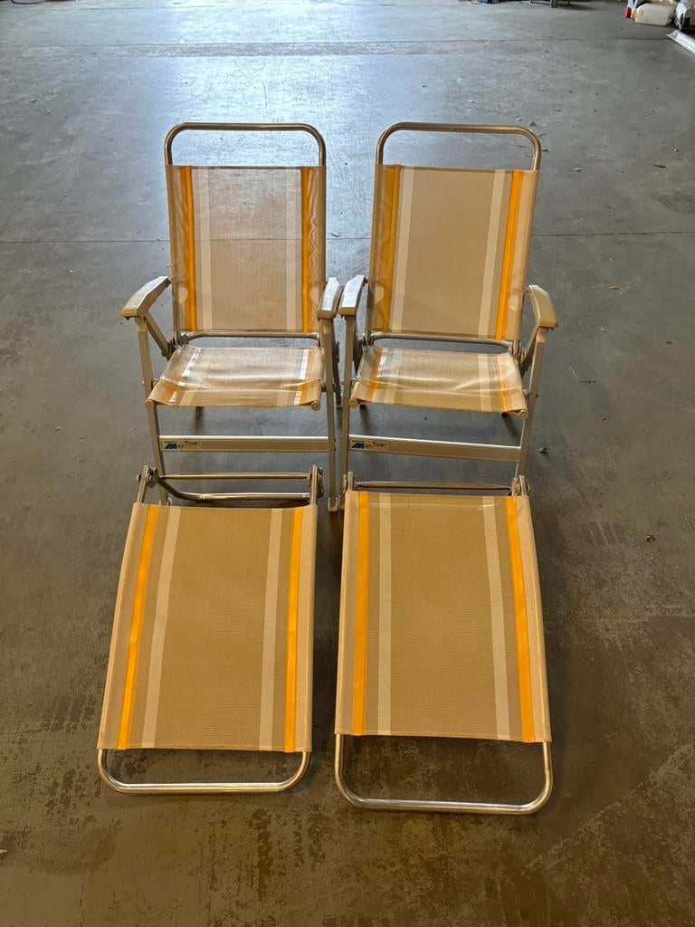 2 dukdalf camping stoelen met voetensteunen, Caravans en Kamperen, Ophalen of Verzenden, Zo goed als nieuw