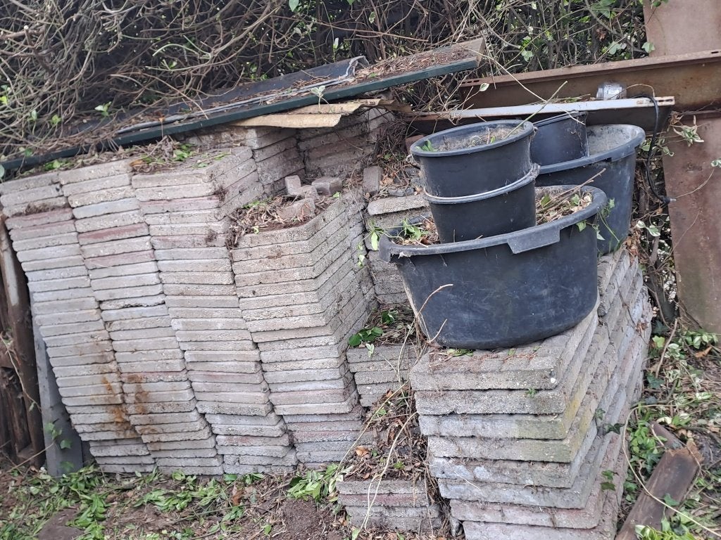 Stoeptegels, Tuin en Terras, Tegels en Klinkers, Ophalen, Gebruikt, Overige typen, 10 m² of meer