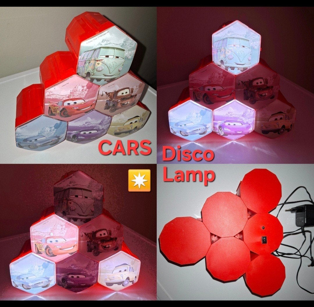 CARS 🚘✴️ Discolamp Bliksem mc Queen Takel Luigi Lamp Lampje, Ophalen of Verzenden, Zo goed als nieuw