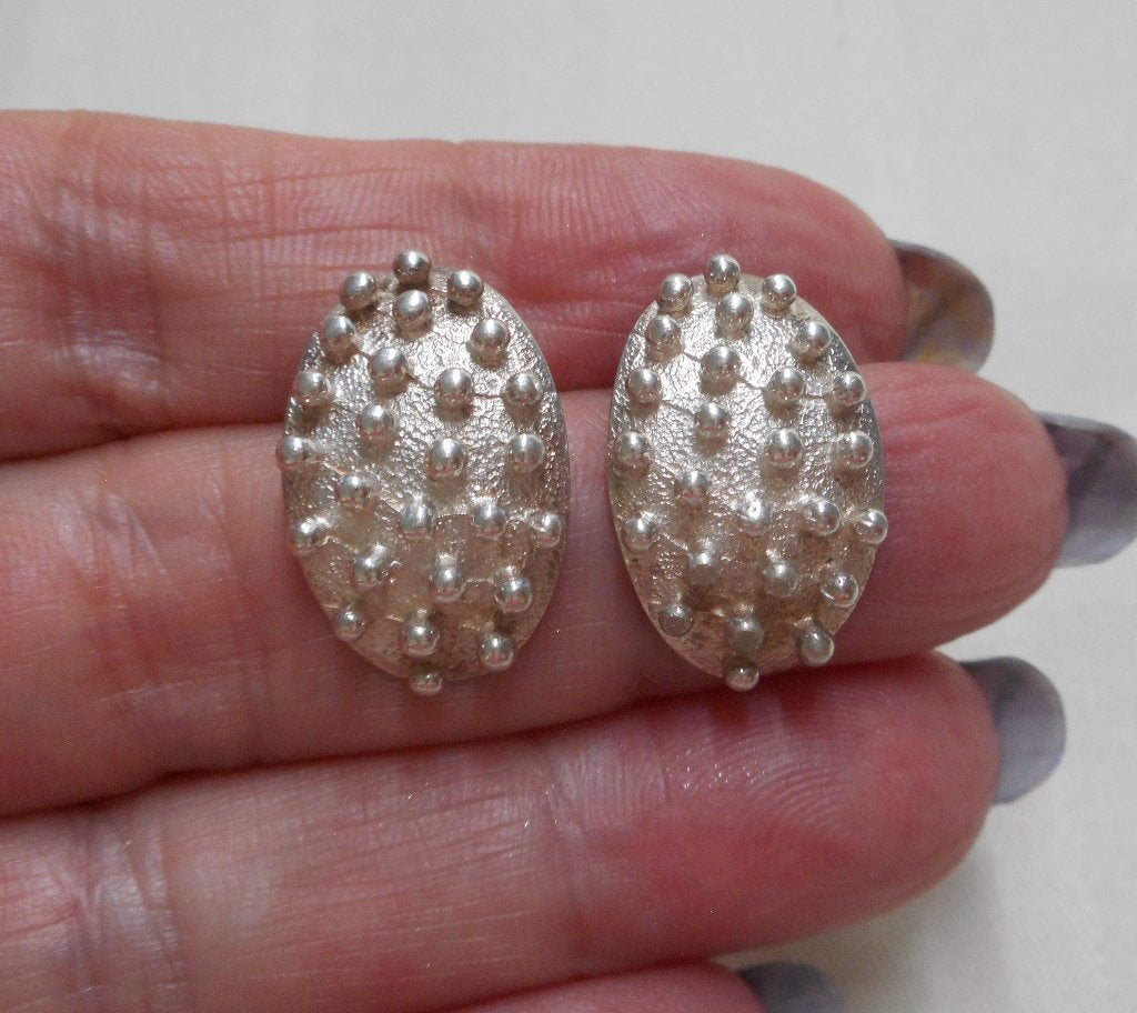 Zilveren vintage sputnik oorbellen nr.1453, Hangers, Verzenden, Zo goed als nieuw, Zilver