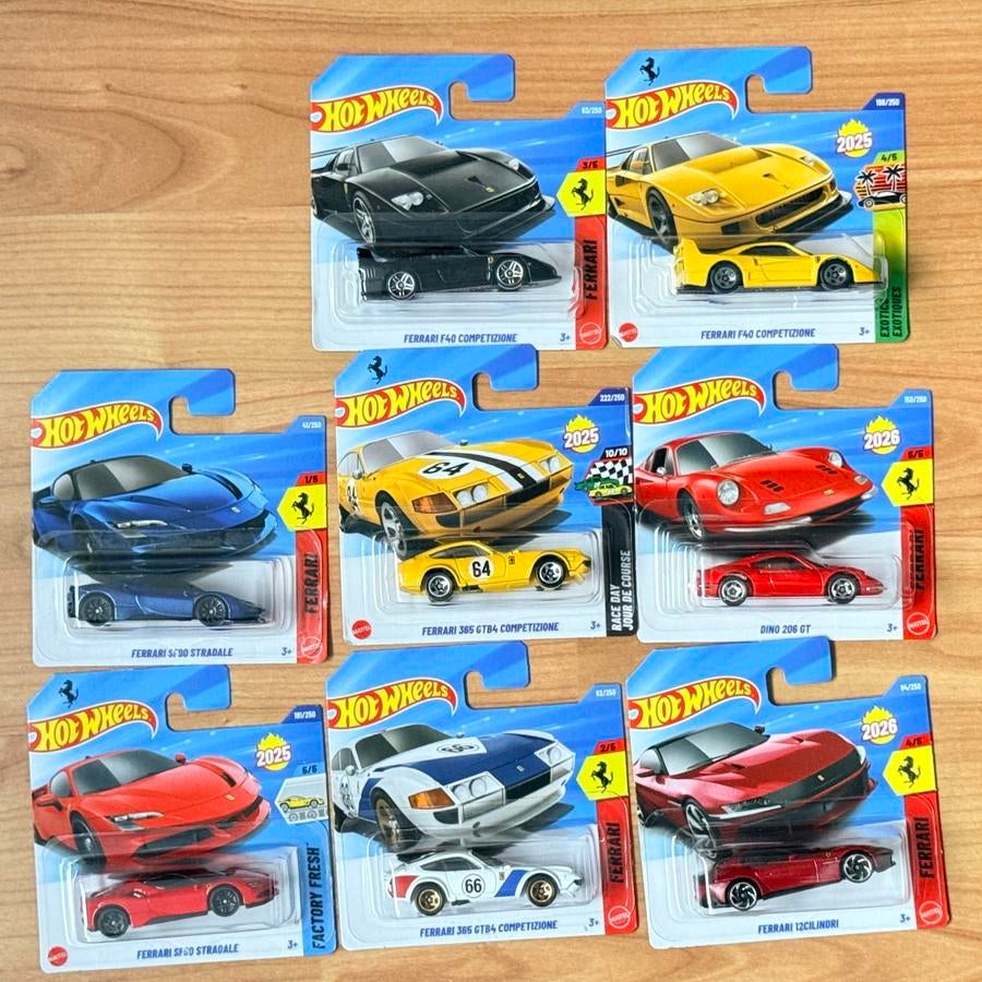 8x FERRARI HOT WHEELS, Hobby en Vrije tijd, Modelauto's | Overige schalen, Ophalen of Verzenden, Nieuw, Auto