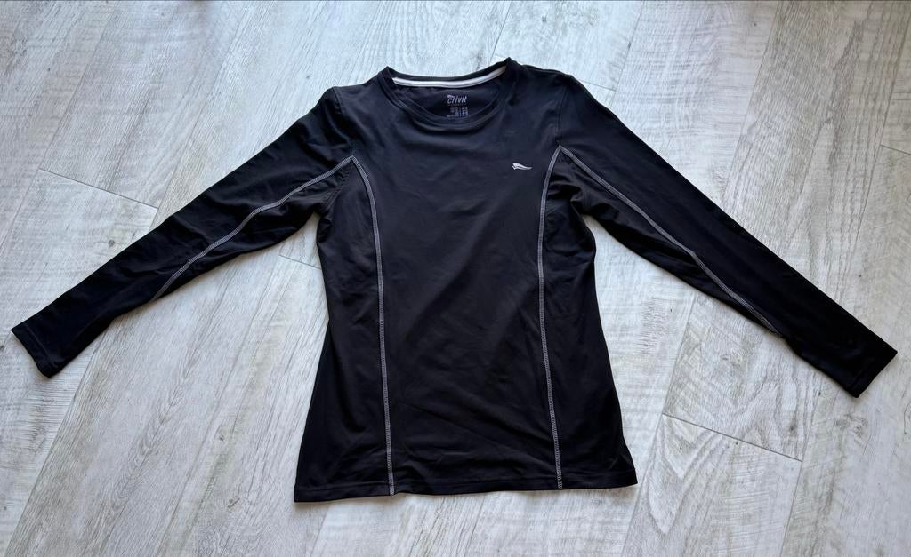 Crivit Sports Zwart Sportshirt Lange Mouwen Maat S, Zwart, Ophalen of Verzenden, Maat 36 (S), Fitness of Aerobics